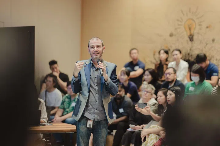 Prescott Gaylord, Head of Sustainability of DBS, Corporate Real Estate Strategy and Administration sharing more about regenerative sourcing (Image: DBS Bank)