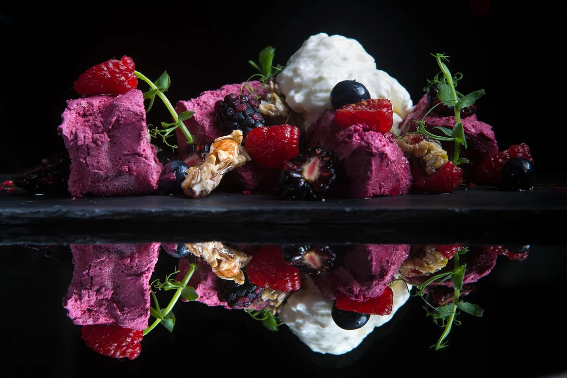 Cured berries, yoghurt and olive from Salted & Hung