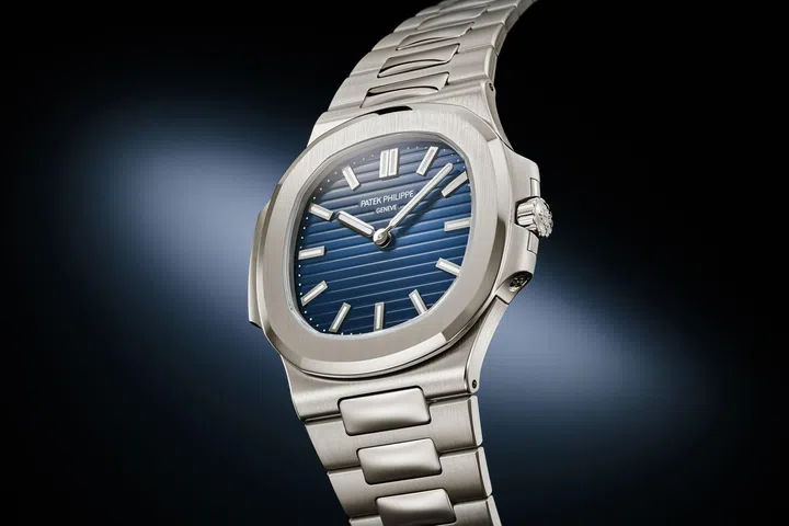 The Patek Philippe Nautilus 5610/1P-001 celebrates 50 years of the iconic sports watch with an ultra-thin platinum case, a sunburst blue dial and the legendary calibre 240 movement