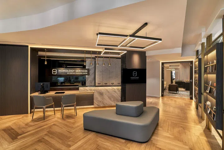 Interior of the Horology Services lounge at Capitol Singapore for after-sales servicing for watches bought from Cortina Watch and Sincere Fine Watches