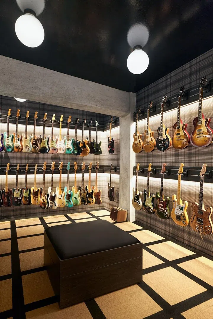 Parable Studio carved out a spot, especially for connoisseurs: The guitar vault, which displays vintage and collectors’ guitars that retail for between $5,000 to $23,000. (Photo: Caldecott Music Group)