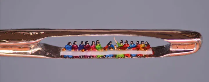 The Last Supper inside the eye of a needle.