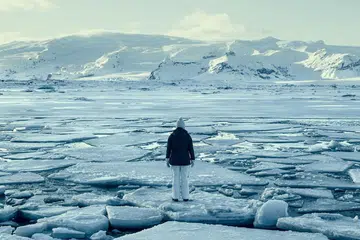 Ice floe on frozen lake, Iceland