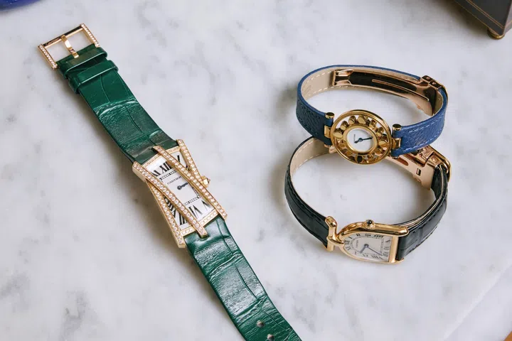 Singaporean watch collector Christina Lim’s collection of 70s Cartier watches featuring unique shapes, including a rare Tank Crash