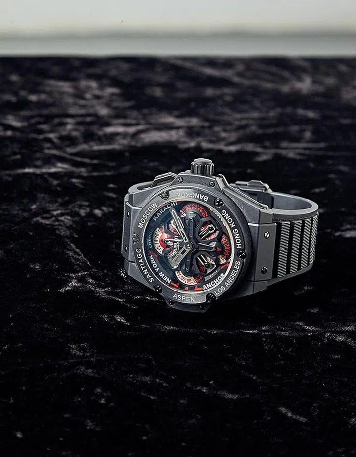 Hublot King Power Unico GMT World Time in ceramic