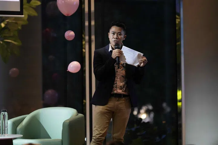 Pink Dot Spokesperson, Clement Tan, at the Pink Dot 16 launch event (Photo: Pink Dot SG)