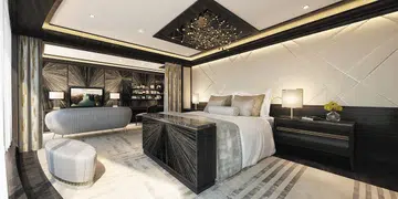 The bedroom in the Regent suite on the Seven Seas Splendour