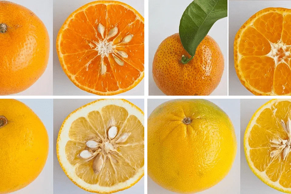 Different types of oranges