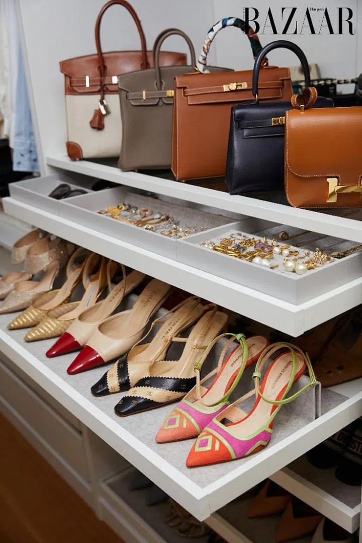 An orderly display of Shen’s accessories.