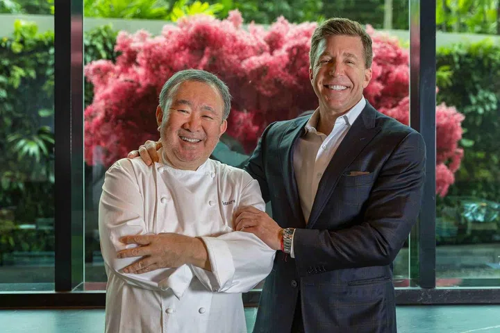 Tetsuya Wakuda and John Kunkel. Photo: Marina Bay Sands