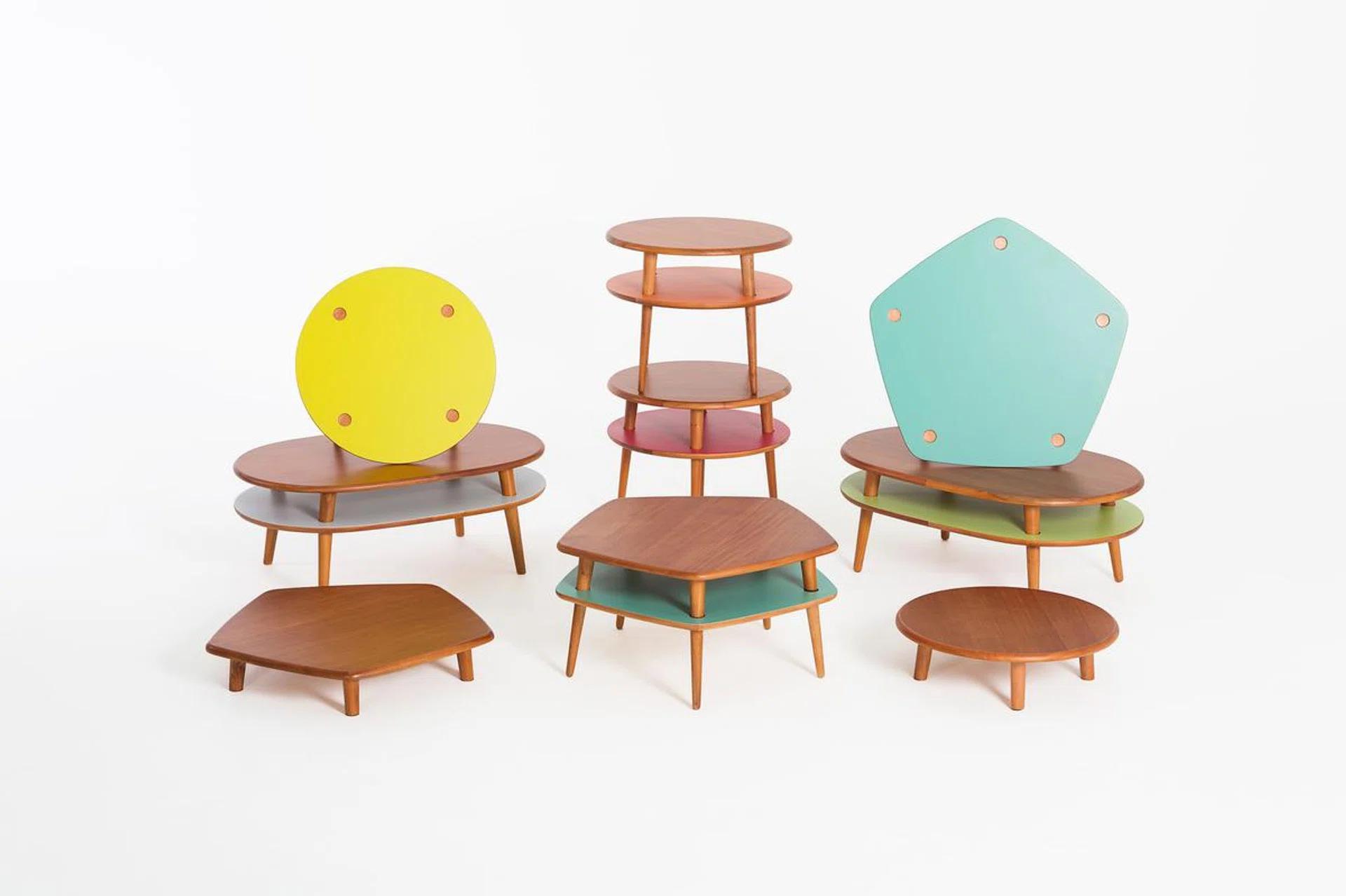 Hamburger Coffee Tables - which were stackable and retro-inspired - were featured in the pages of Wallpaper*.