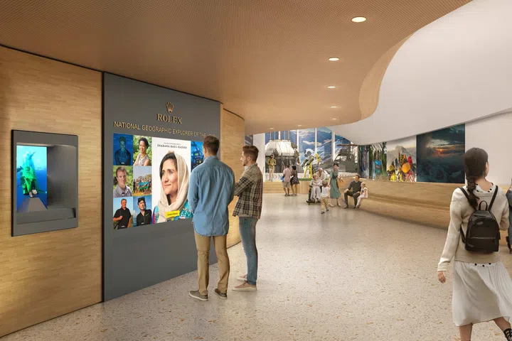 Rolex Explorers Landing, at the heart of the Museum of Exploration, celebrates impactful National Geographic Explorers and showcases items from landmark expeditions.  The experience is divided into four thematic areas – Spark, Trek, Purpose, and Impact – following the journey of exploration, from the first spark of curiosity to the change inspired by the expeditions