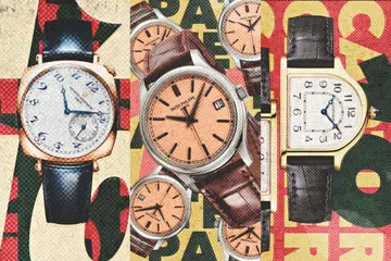 Watches inspired by the past: Vacheron Constantin Historiques American 1921,  Patek Philippe Calatrava Ref. 5227G-015, and Cartier Privé Cloche