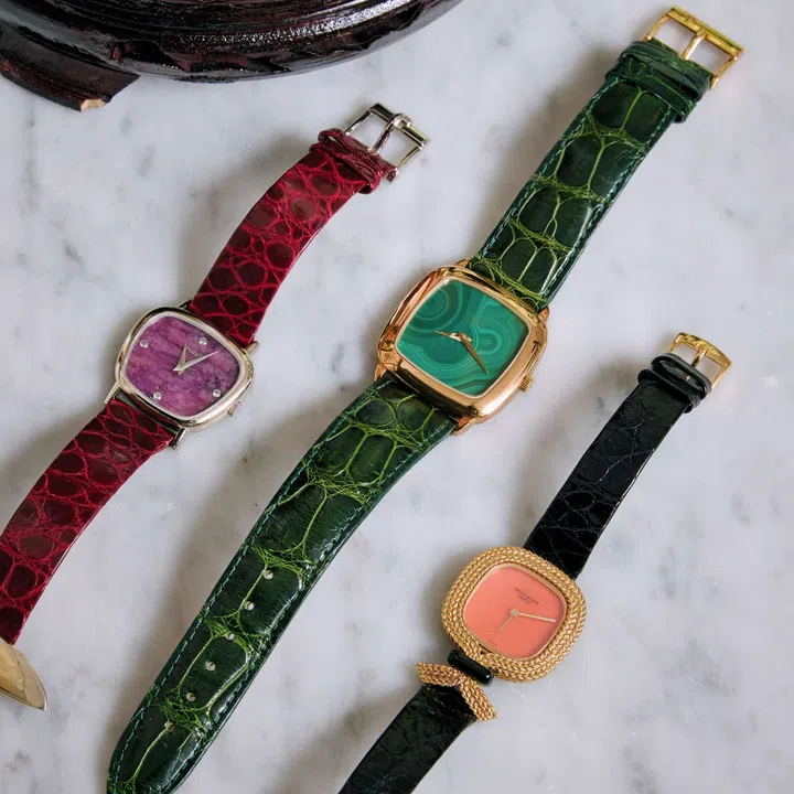 Singaporean watch collector Christina Lim’s colourful stone-dial watches from the 70s