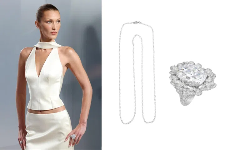 Bella Hadid wearing Chopard at Oscars 2026