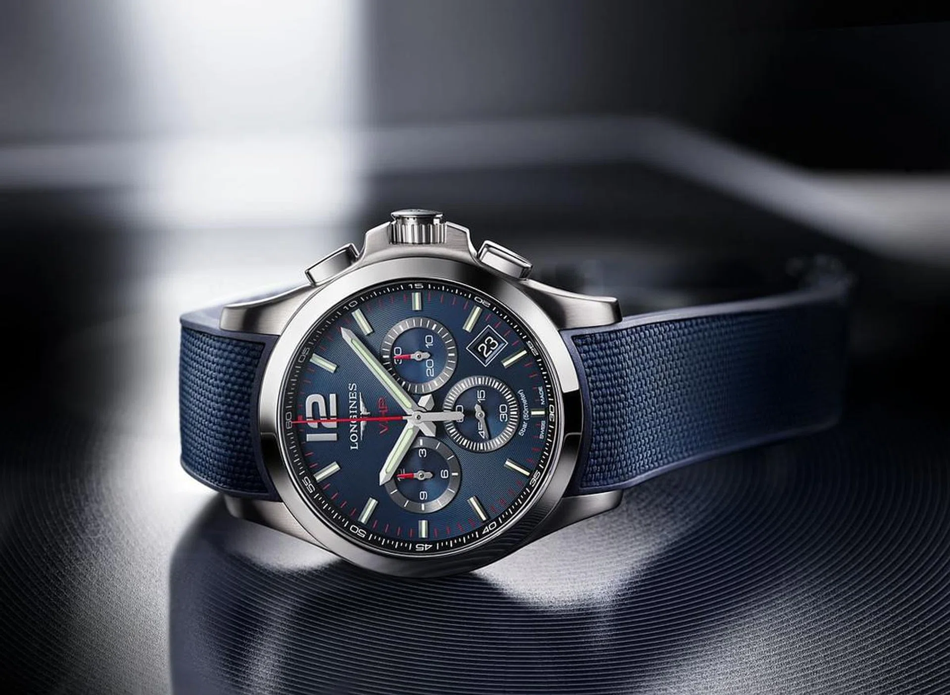 No ordinary quartz: The Conquest VHP chronograph can automatically reset its hands should they stop if the watch is subjected to an impact or strong magnetic field.