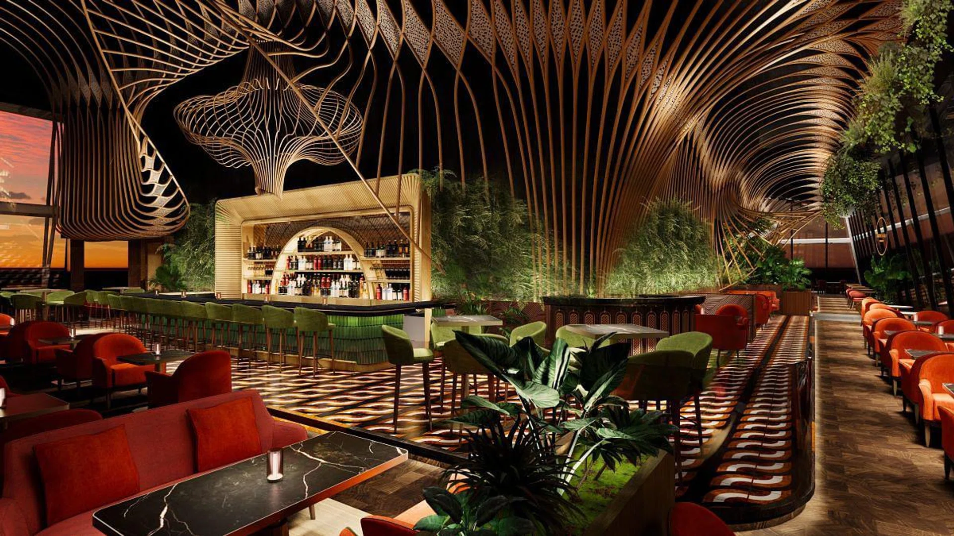 An artist’s impression of Sushisamba’s main bar. (Photo: Sushisamba Singapore) 