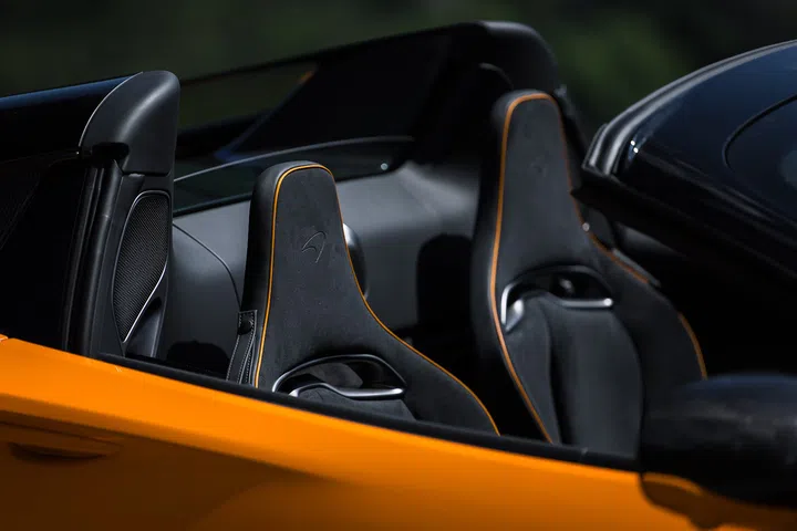 Sporty, suede-clothed bucket seats for those quintessential racing feels. (Photo: McLaren)