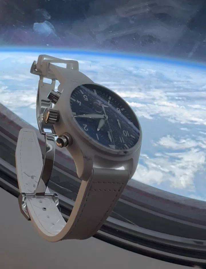 The watch floats in space, accompanying the crew on humanity’s march towards advancement. (Photo: Polaris Dawn crew)