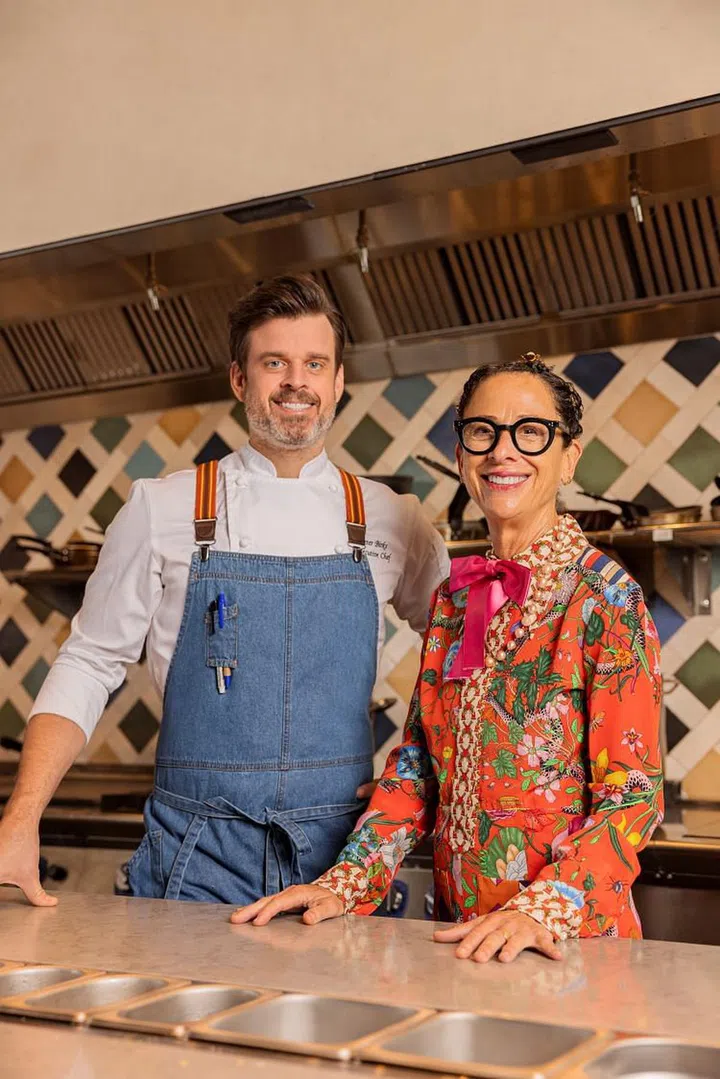 Osteria Mozza Singapore executive chef Peter Birks and Nancy Silverton. (Photo: Osteria Mozza Singapore)