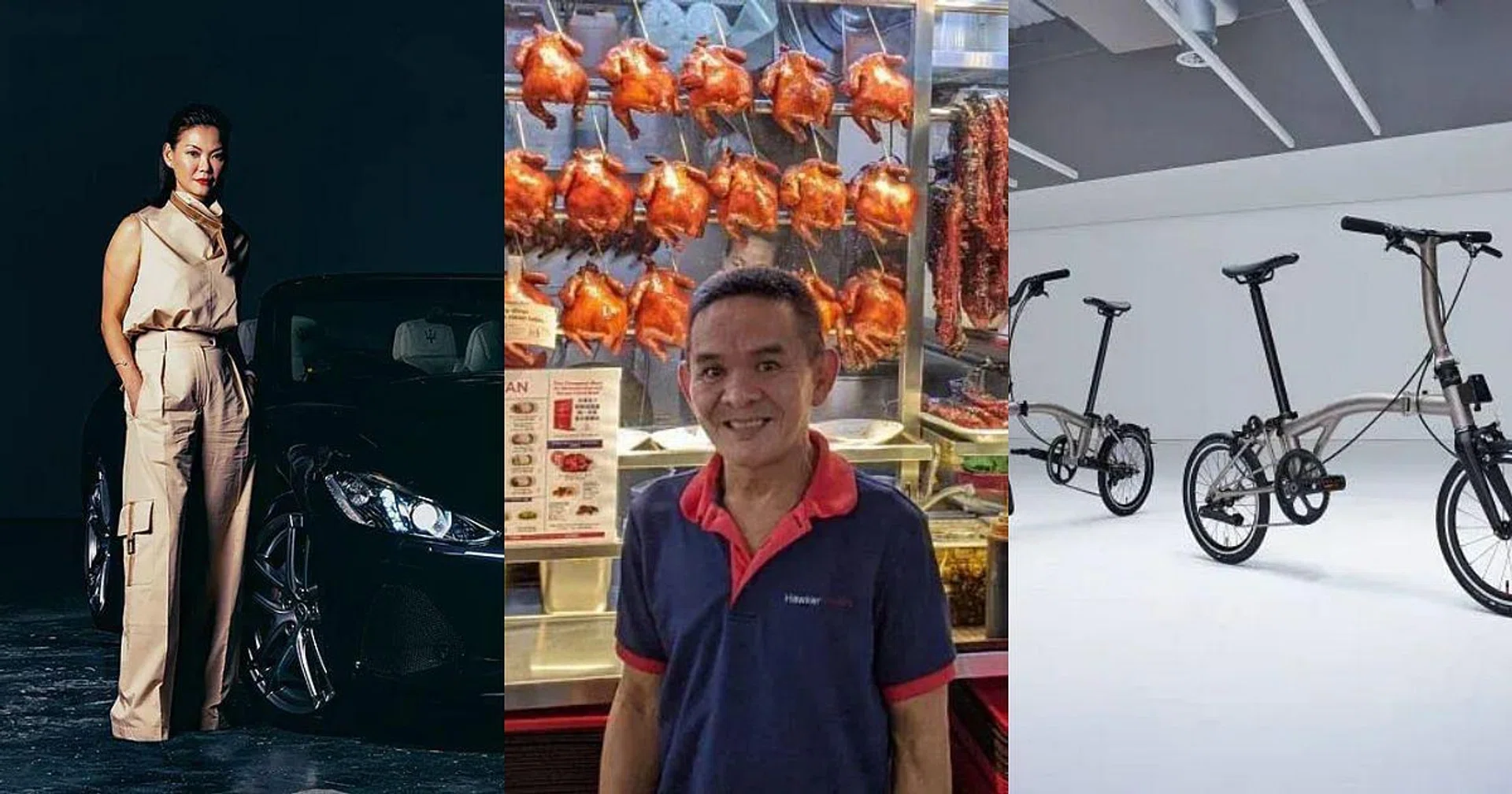 Photos (from left): Amanda Steckler, Chef Chan Hon Meng of Hawker Chan & Brompton Bikes