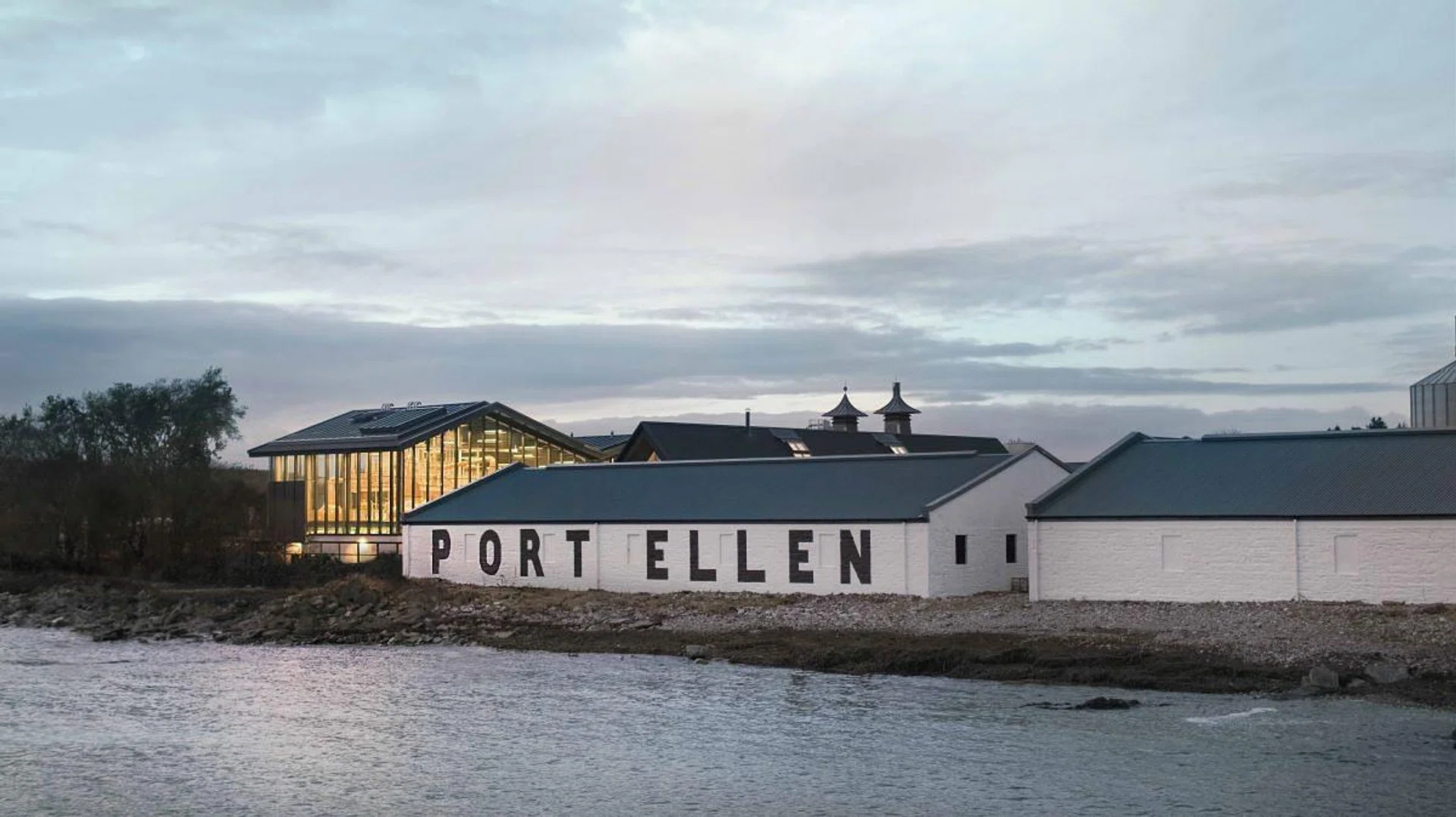 Port Ellen Distillery’s original whitewashed warehouses. (Photo: Diageo)