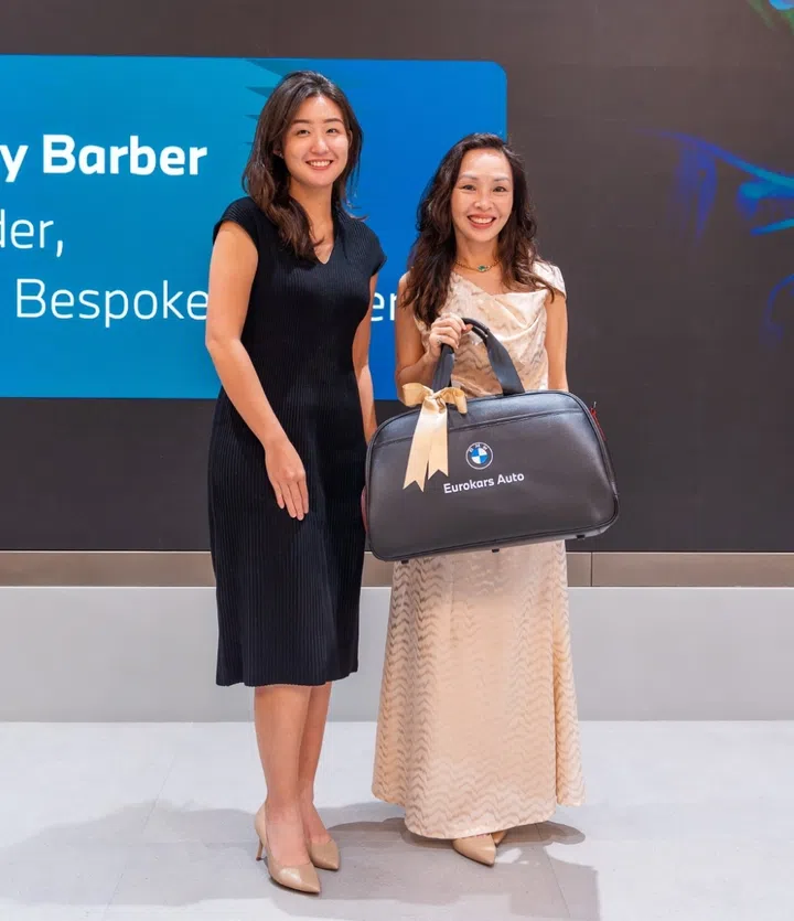 Eurokars group executive director charmain kwee with madly bespoke jewellery founder maddy barber at launch of beyond the bling initiative at bmw eurokars experience centre