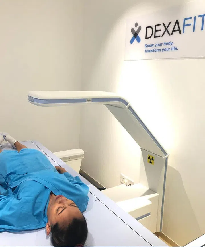 Sari Marsden, performance coach and founding partner of Sarius Performance International getting a DEXA Scan.