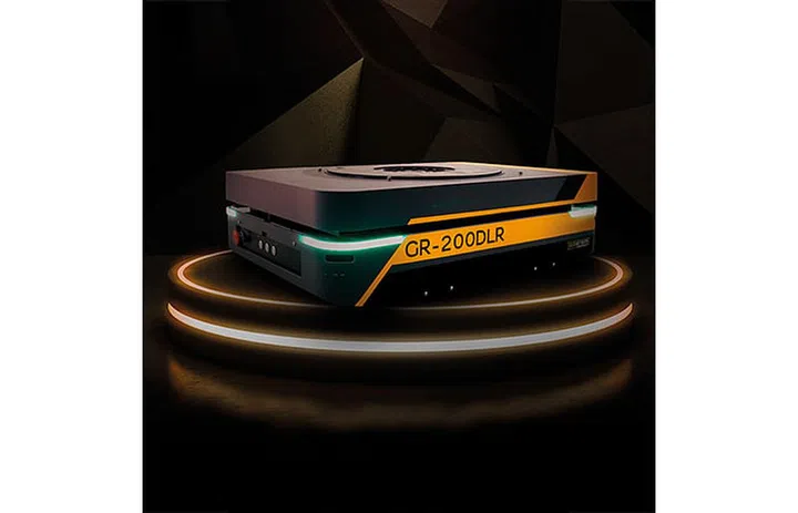 An automated guided vehicle for industrial use. 