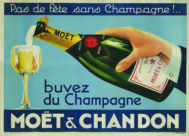 This 1935 poster will be part of the immersive exhibition celebrating Moet & Chandon’s heritage. (Image: Moet & Chandon)