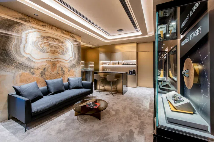 The private lounge of the SHH boutique, which is one of the best multi-brand watch boutiques in Singapore. Located at Marina Bay Sands, the store represents a host of independent watch brands