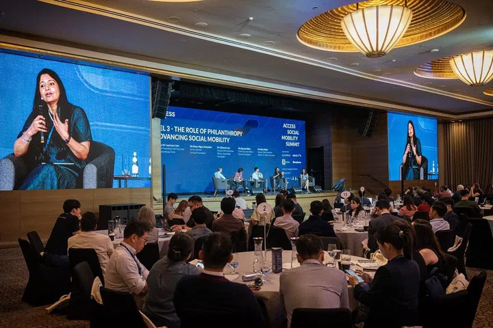Panelist Raman Sidhu, chief executive officer of Octava Foundation, speaking during the Access Social Mobility Summit. (Photo: Access Singapore)