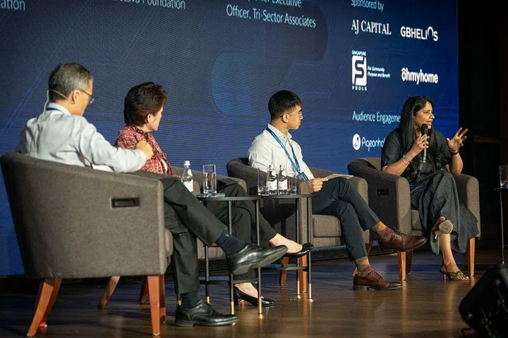 Panellists speaking at the panel “The Role of Philanthropy in Advancing Social Mobility”, during the Access Social Mobility Summit. (Photo: Access Singapore)