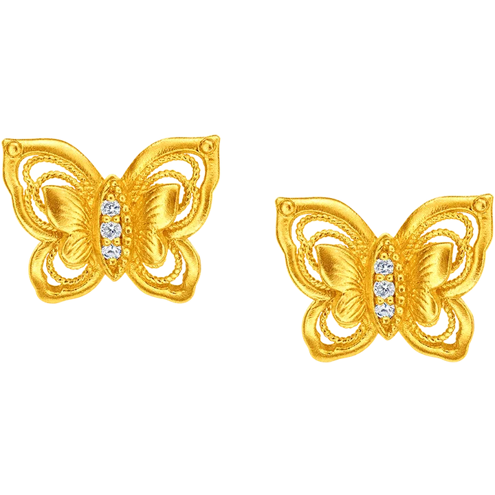 Chow Tai Fook Palace Museum 999 Gold Diamond Earrings