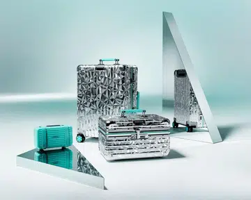 Pieces from the Rimowa x TIffany & Co collection