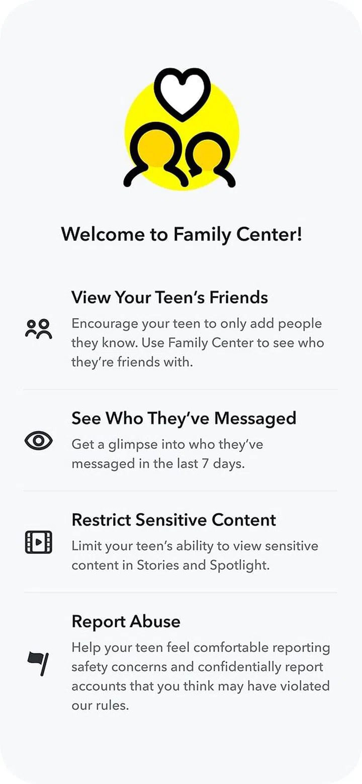 Snapchat's Family Center gives parent granular control about the content their children consume on the app. (Photo: Snap Inc.)