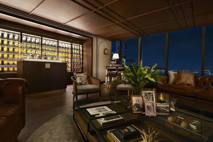 The Distillers Library at night