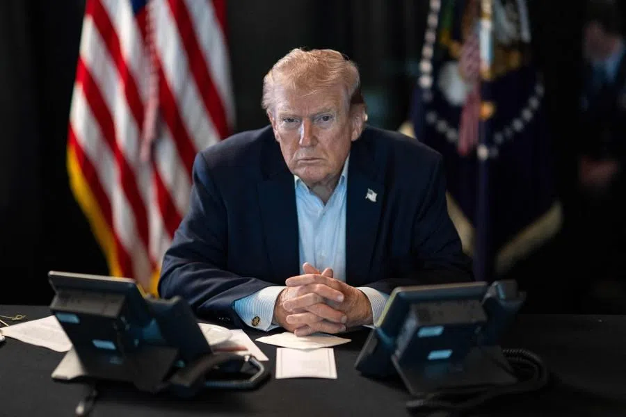 This official White House photograph taken on 1 March 2026 and released on 2 March 2026 on the White House X account shows US President Donald Trump overseeing “Operation Epic Fury” activity against Iran from Mar-a-Lago in Palm Beach, Florida. (Daniel Torok/The White House/AFP)