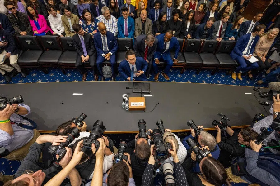 TikTok CEO Shou Zi Chew prepares to testify before the House Energy and Commerce Committee in the Rayburn House Office Building on Capitol Hill on 23 March 2023 in Washington, DC. (Tasos Katopodis/AFP)