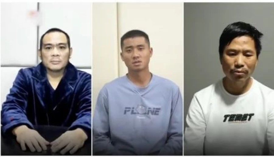 (From left) Bi Huijun, Wei Qingtao and Liu Zhengqi in their confession videos. (Internet)