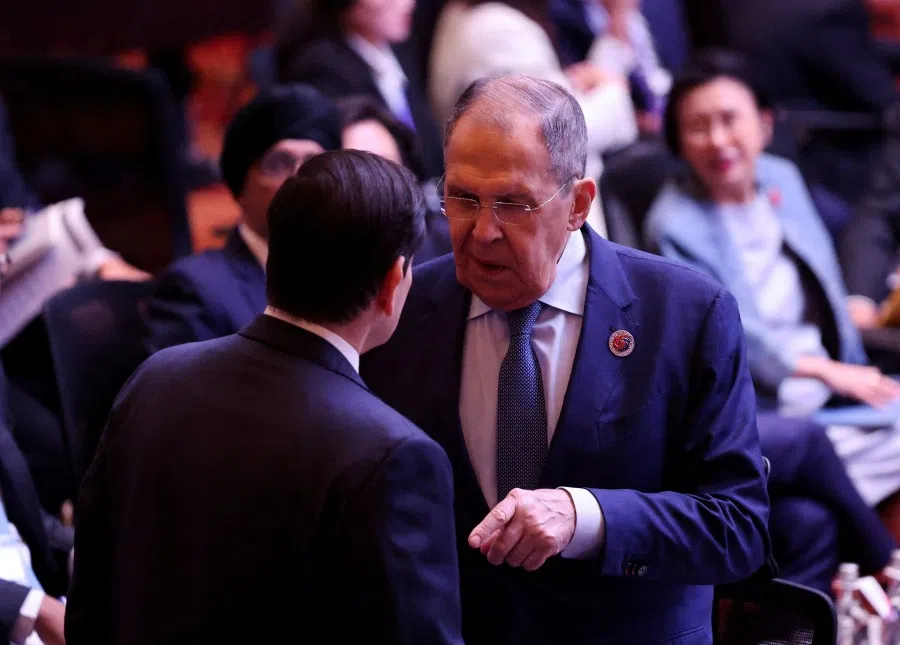 Russia’s Foreign Minister Sergey Lavrov and US Secretary of State Marco Rubio speak during the 15th East Asia Summit Foreign Ministers’ Meeting at the Convention Centre in Kuala Lumpur, Malaysia, on 11 July 2025. (Hasnoor Hussain/Reuters)