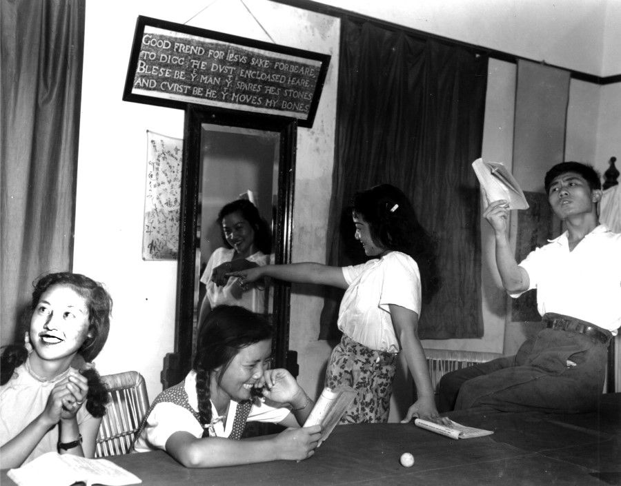 Nanjing National Theatre Academy students rehearsing a play. The academy was the most representative arts institution of the Nationalist government - many graduates would go on to become well-known artists.