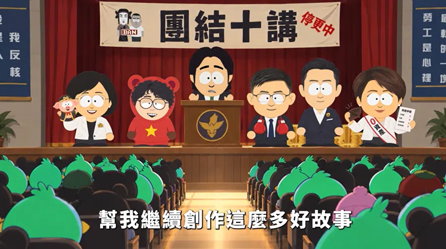 Screengrab of the video that features Principal Lyle, a satirised version of Taiwan President Lai Ching-te.