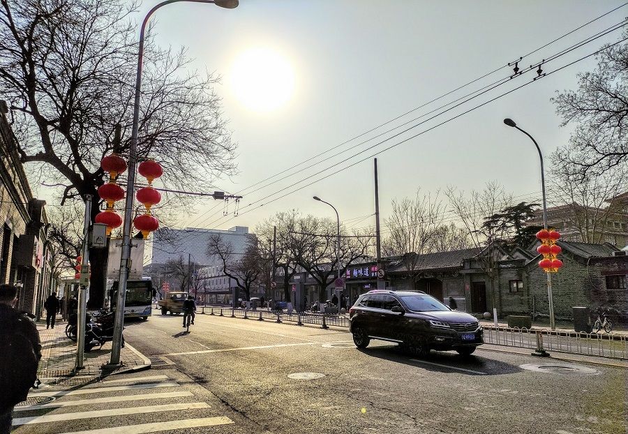 A street in Beijing with just a few lanterns as CNY decorations. (Photo: Jessie Tan)
