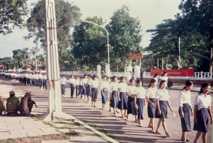 High school students in Phnom Penh, Cambodia, in 1986 as social order gradually began to recover.