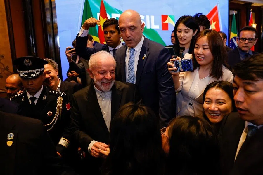 Brazil’s President Luiz Inacio Lula da Silva leaves after a press conference in Beijing, China, on 14 May 2025.