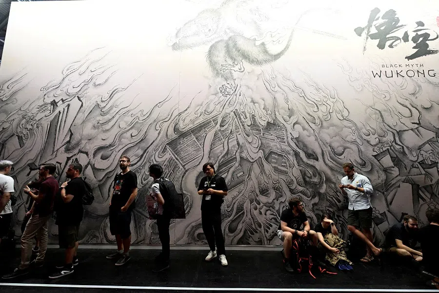 People wait in line to play Black Myth: Wukong at Gamescom 2023, in Cologne, Germany, on 23 August 2023.