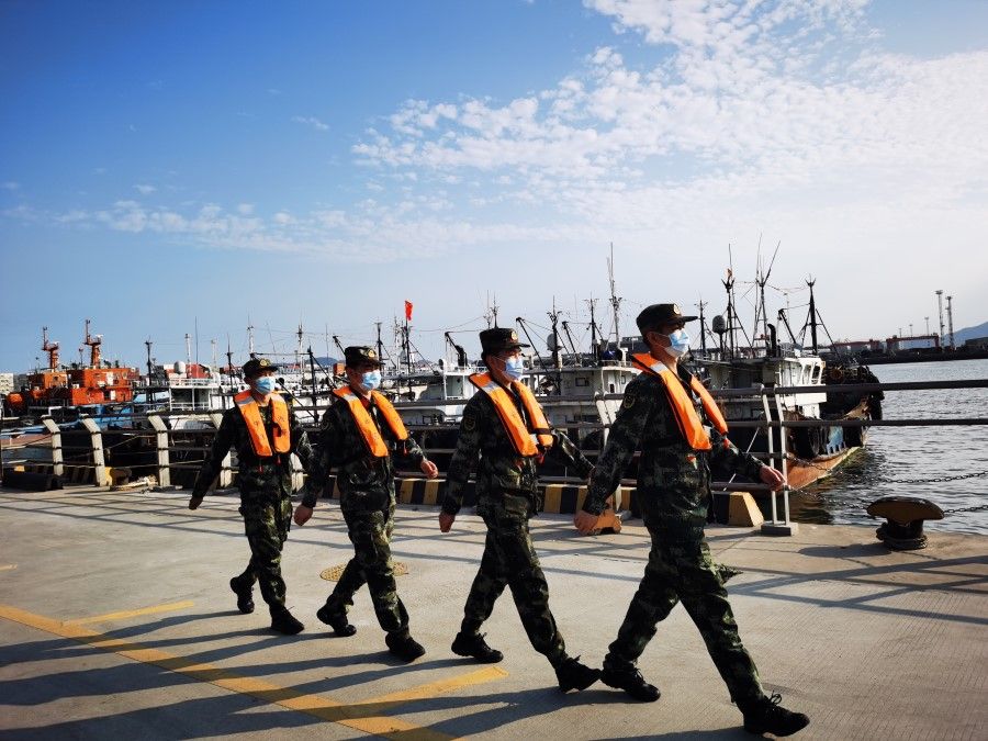 Chinese coast guard personnel on duty, 2 May 2020. (Xinhua)