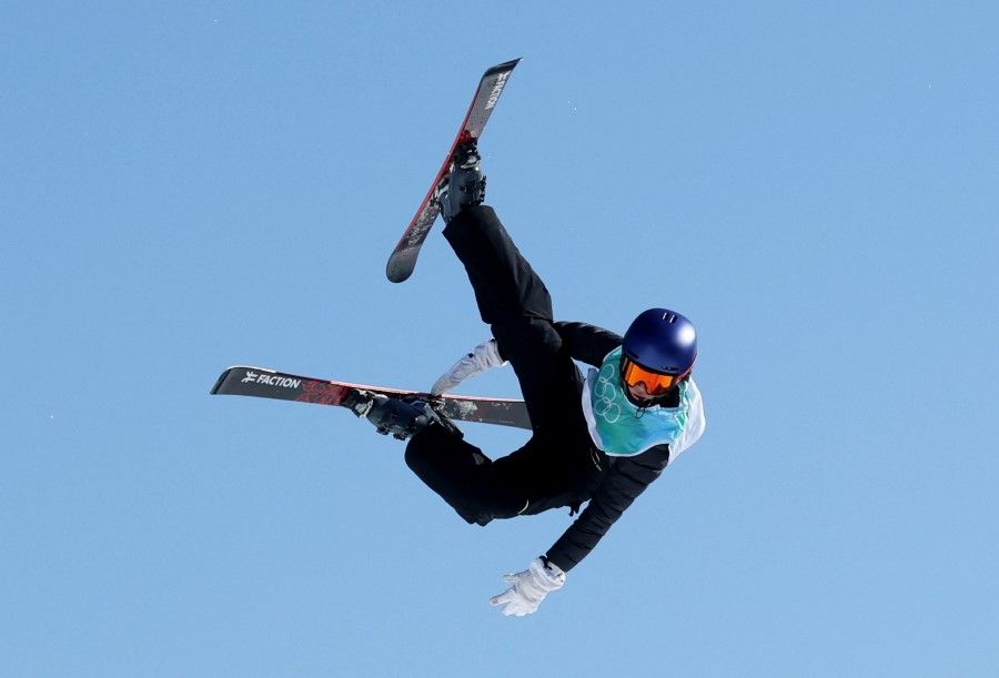 Eileen Gu of China in action at the Women's Freeski Big Air event at the 2022 Beijing Olympics, Big Air Shougang, Beijing, China - 8 February 2022. REUTERS/Phil Noble