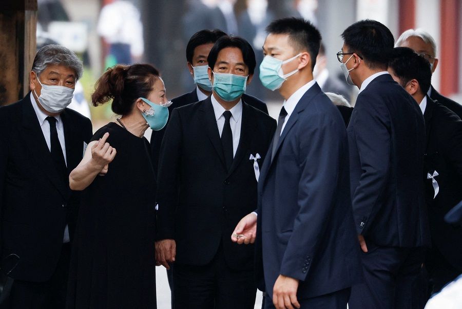 Taiwan's Vice-President William Lai leaves after a funeral of the late former Japanese Prime Minister Shinzo Abe, who was shot while campaigning for a parliamentary election, at Zojoji Temple in Tokyo, Japan, 12 July 2022. (Issei Kato/Reuters)